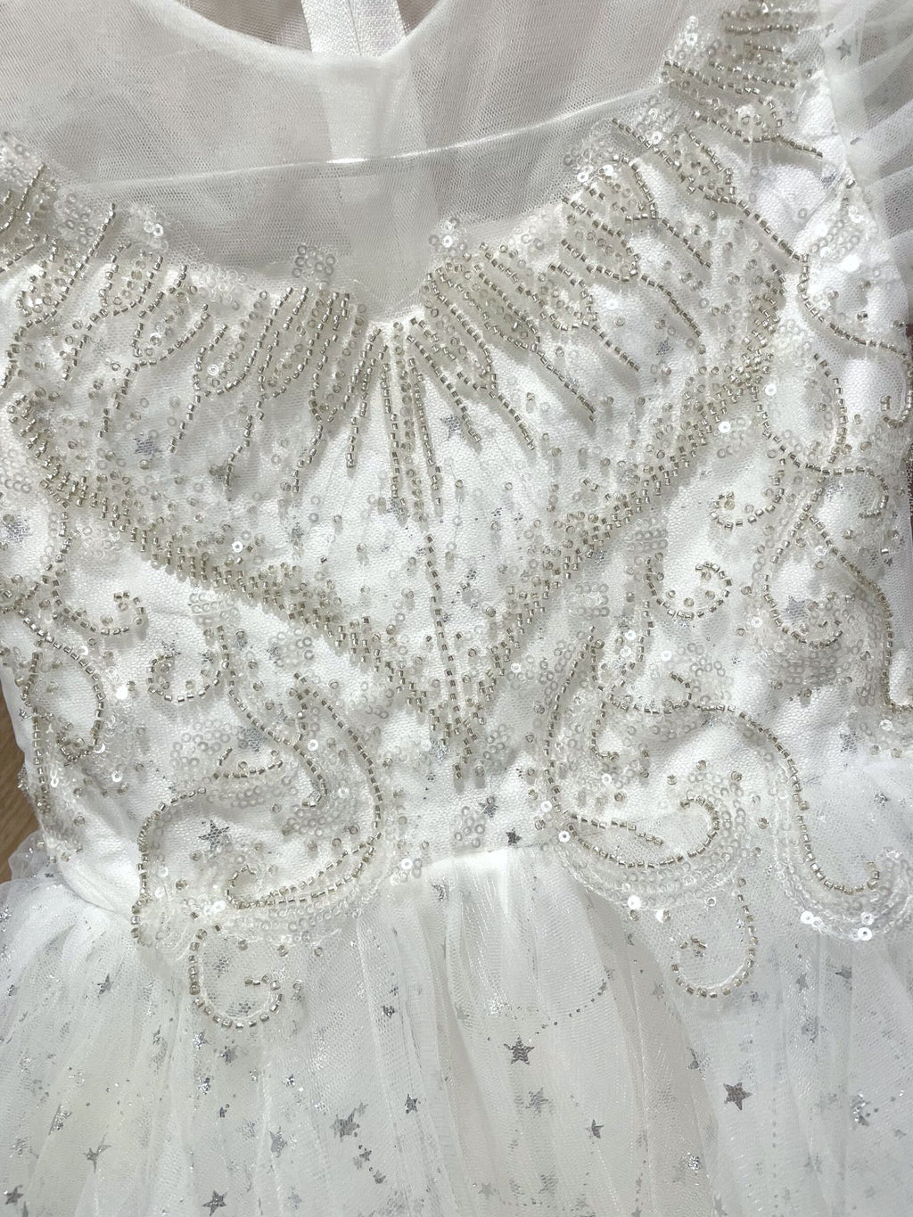 Eloise White Sequin Sleeved Ball Gown (Loved)
