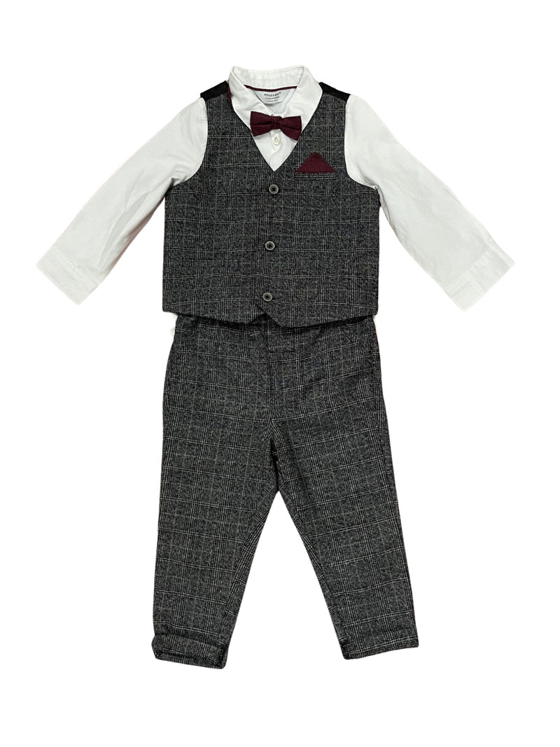 Fletcher Grey Plaid Vest Suit Set