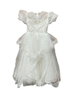 Eloise White Sequin Sleeved Ball Gown (Loved)