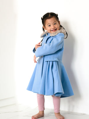 Aurora Light Blue Faux Fur Trench Coat