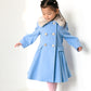 Aurora Light Blue Faux Fur Trench Coat