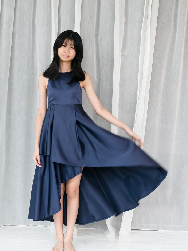 Norah Navy Satin Gown