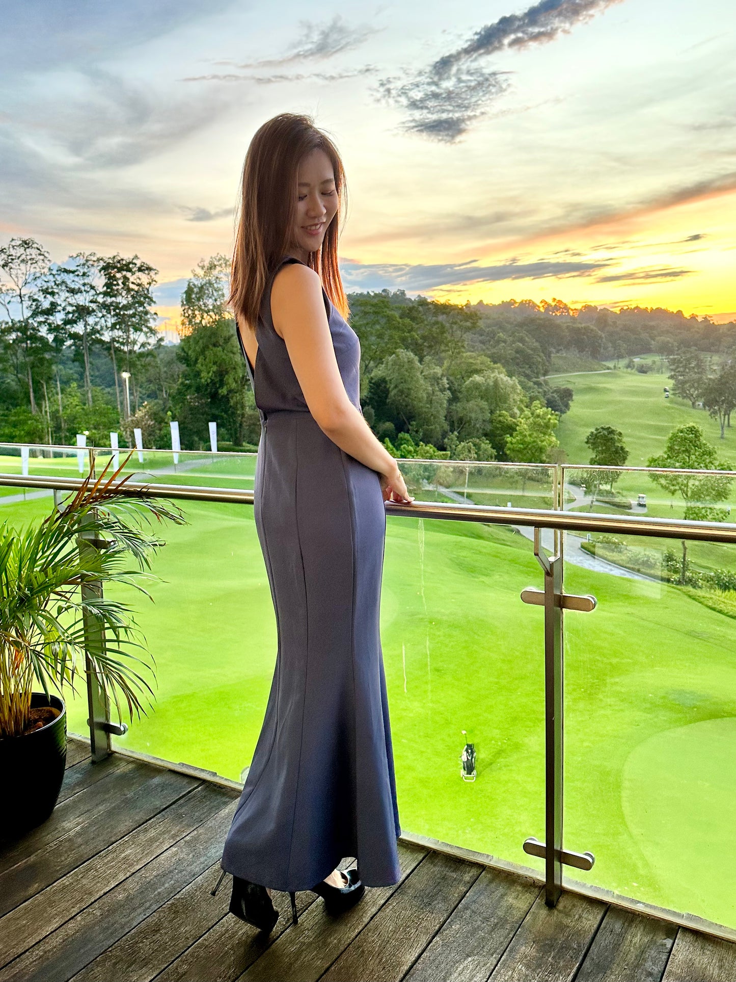 Ivanna Navy Padded Maxi Dress (Loved)