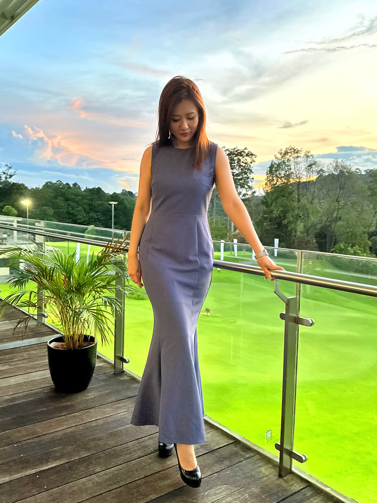 Ivanna Navy Padded Maxi Dress (Loved)