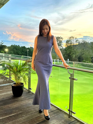 Ivanna Navy Padded Maxi Dress (Loved)
