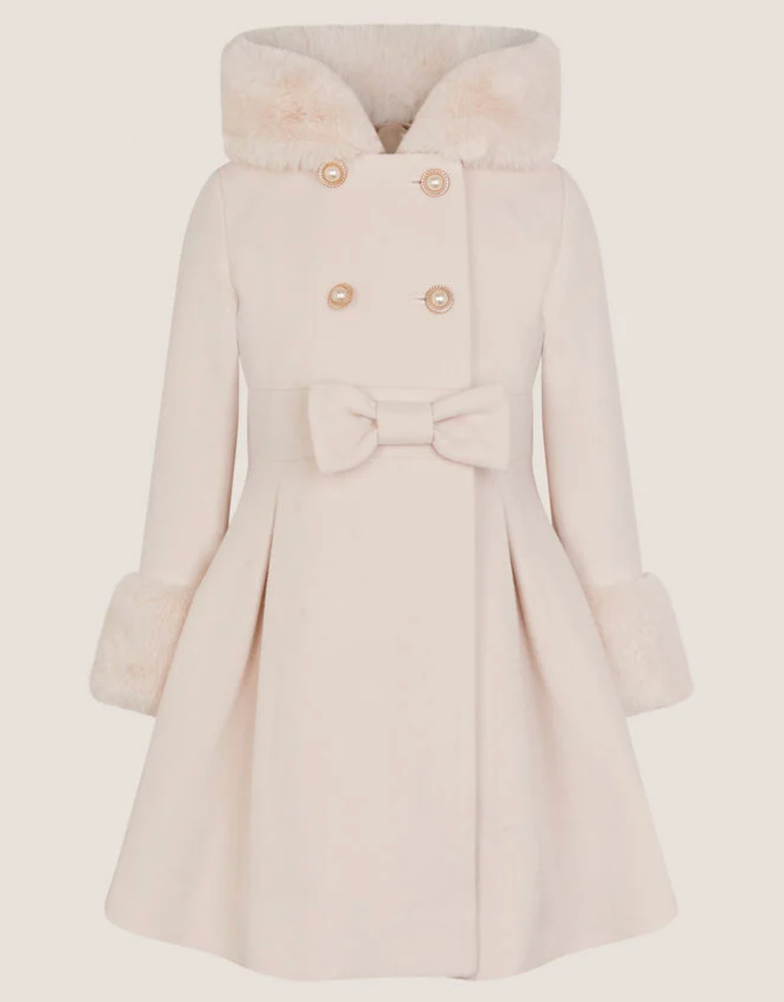 Ninoska White Faux Fur Trench Coat