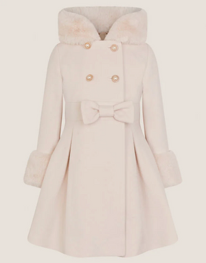 Ninoska White Faux Fur Trench Coat