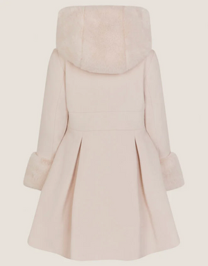 Ninoska White Faux Fur Trench Coat