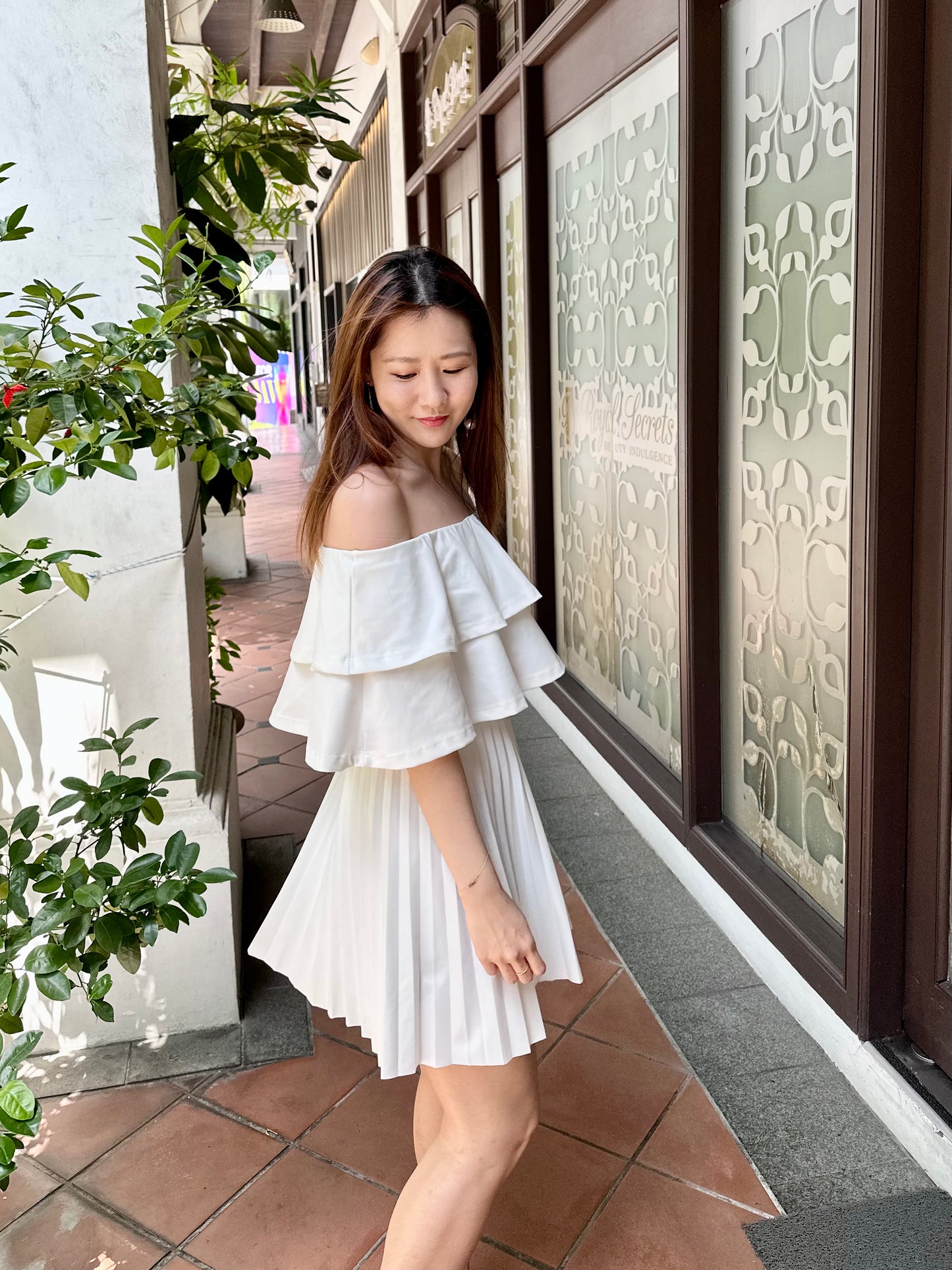 Xena Pleated Off Shoulder Dress (Loved)