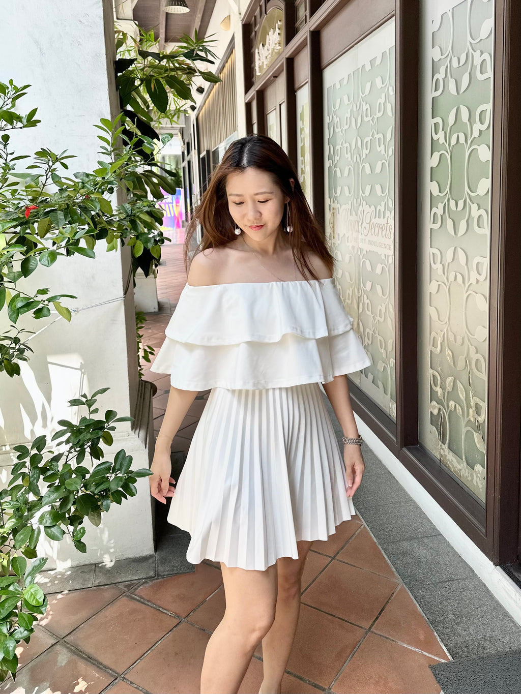Xena Pleated Off Shoulder Dress (Loved)