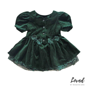 Demelza Vintage Velvet Green Dress (Loved)
