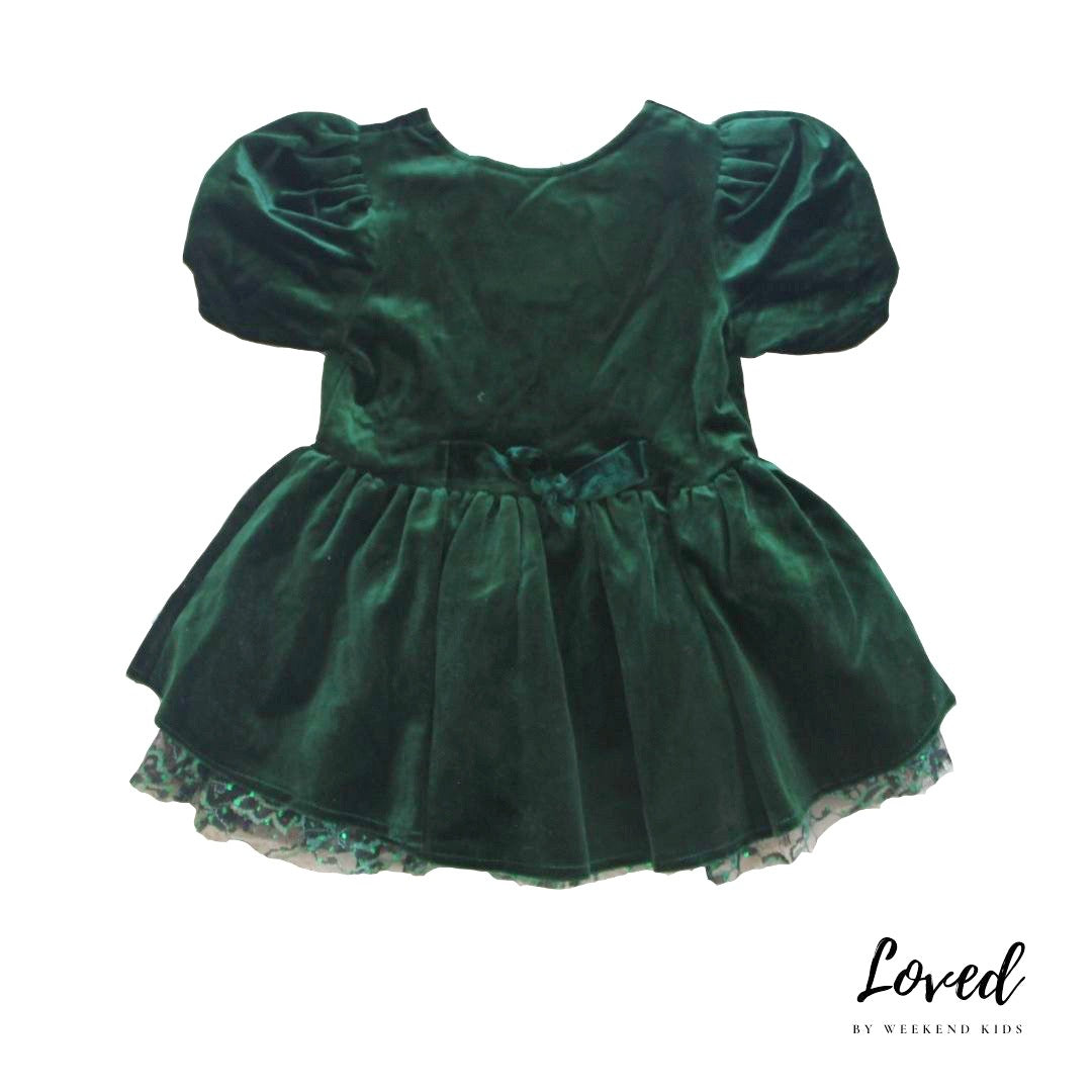 Demelza Vintage Velvet Green Dress (Loved)