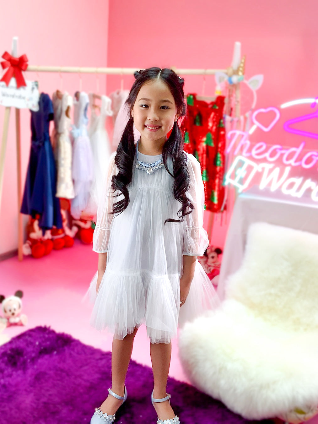 Alice Misty Blue Long Sleeved Dress