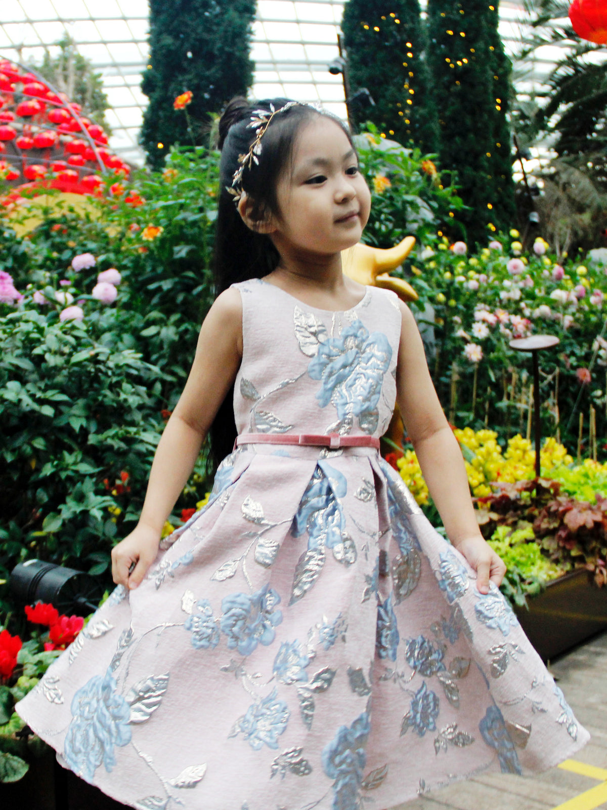 Chenille Pink Floral Dress