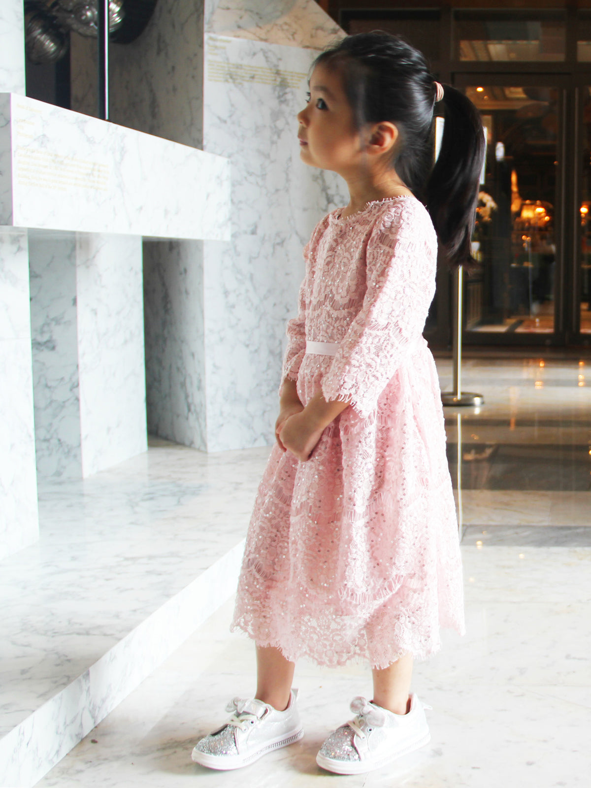 Valentina Pink Lace Dress