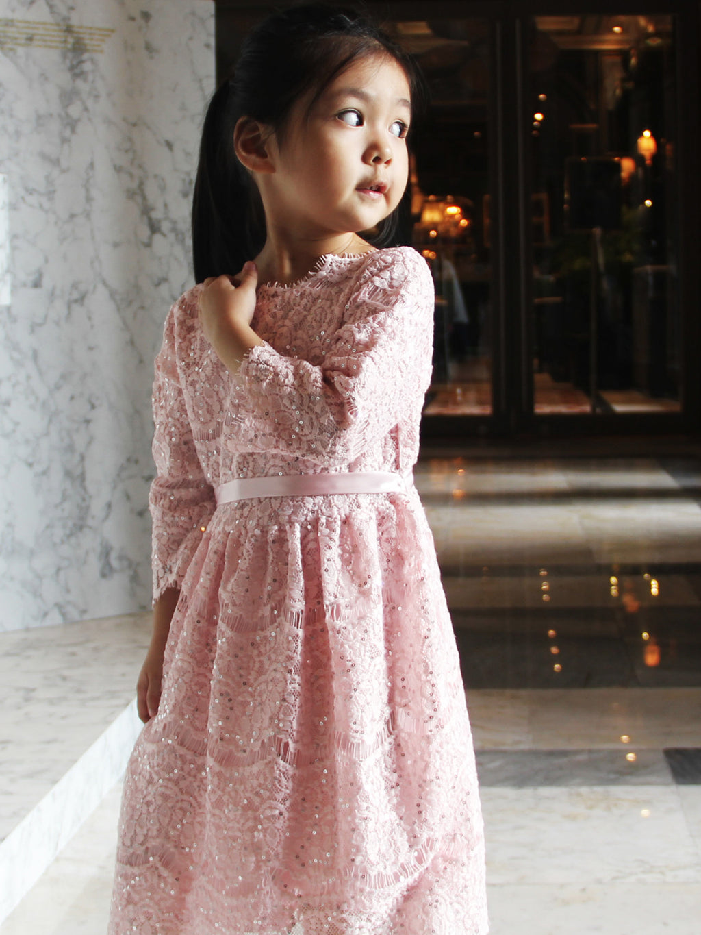 Valentina Pink Lace Dress