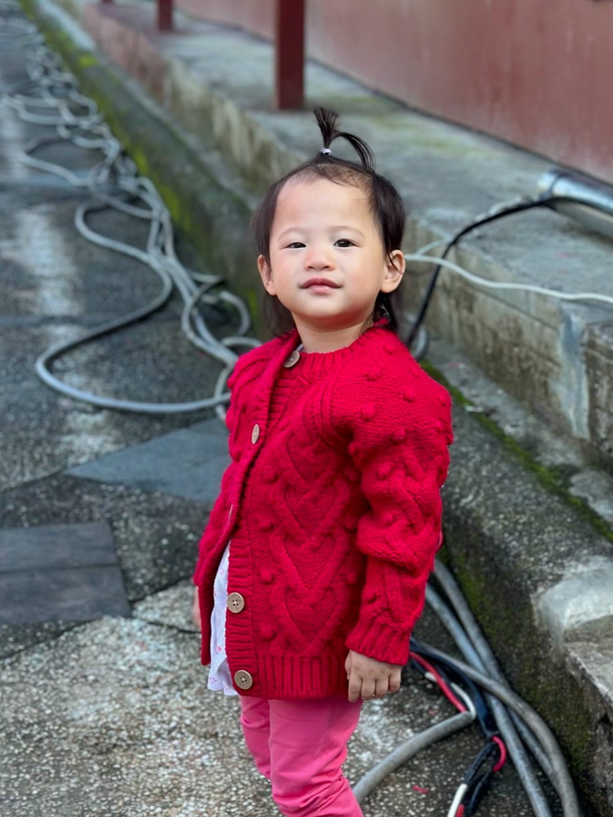 Gia Red Chunky Knit Cardigan