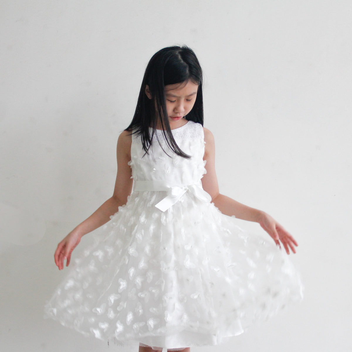 Delores White Butterfly Motif Dress