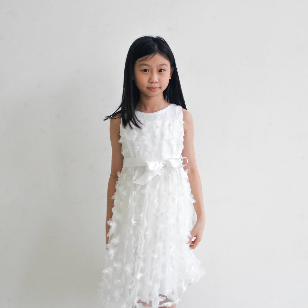 Delores White Butterfly Motif Dress