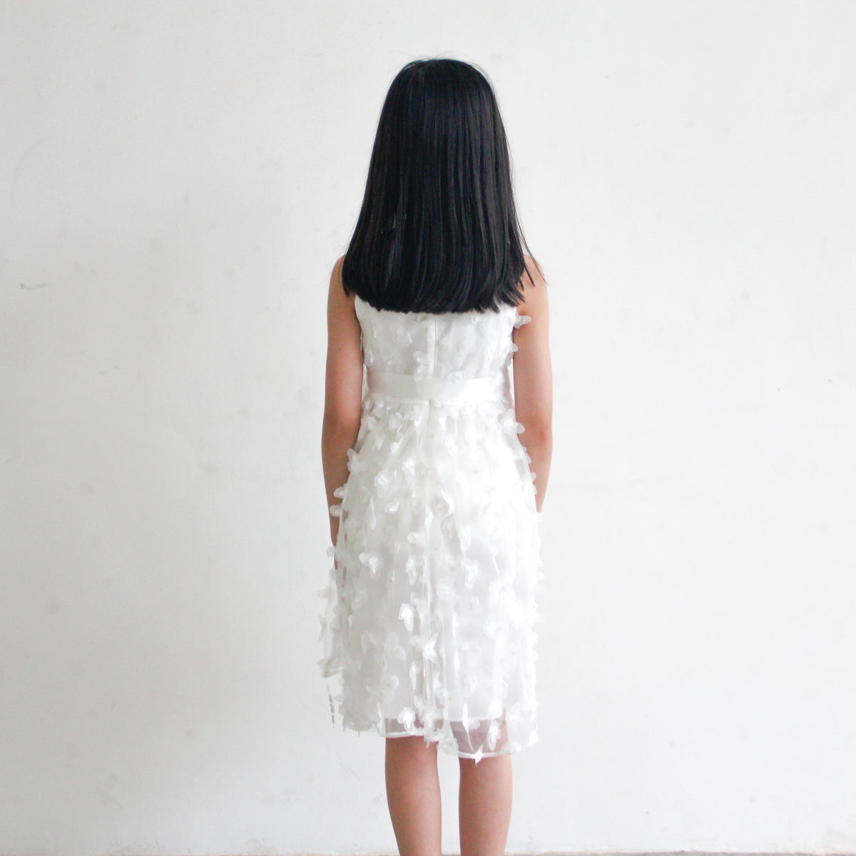 Delores White Butterfly Motif Dress
